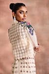 Supria Munjal_Off White Silk Organza Beads, Sequins, Stones, Cropped Jacket And Skirt Set _Online_at_Aza_Fashions