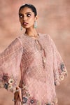 Shop Supria Munjal Pink Net, Tissue Embroidery, Beads, Sequins, Sheer Kurta Ombre Sharara Set Online at Aza Fashions Shop_Supria Munjal_Pink Net, Tissue Embroidery, Beads, Sequins, Sheer Kurta Ombre Sharara Set _Online_at_Aza_Fashions