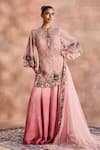 Buy Supria Munjal Pink Net, Tissue Embroidery, Beads, Sequins, Sheer Kurta Ombre Sharara Set at Aza Fashions Buy_Supria Munjal_Pink Net, Tissue Embroidery, Beads, Sequins, Sheer Kurta Ombre Sharara Set _at_Aza_Fashions
