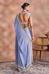 Shop Supria Munjal Blue Silk, Crepe Embroidery, Beads, Scalloped Edge Saree With Embellished Blouse at Aza Fashions Shop_Supria Munjal_Blue Silk, Crepe Embroidery, Beads, Scalloped Edge Saree With Embellished Blouse _at_Aza_Fashions