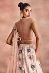 Supria Munjal_Beige Satin, Organza Embroidery, Beads, Sequins Floral Contemporary Lehenga Set _Online_at_Aza_Fashions