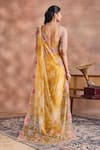 Shop_Supria Munjal_Yellow Net Embroidery, Sequins, Stones, Pearls, Tie And Dye Saree With Blouse _at_Aza_Fashions