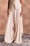 Supria Munjal_White Chanderi, Satin Beads, Embroidery, Metallic Top And Draped Dhoti Pant Set _Online_at_Aza_Fashions