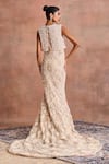 Shop_Supria Munjal_White Tulle Embroidery, Beads, Sequins Round Neck Embellished Column Gown _at_Aza_Fashions