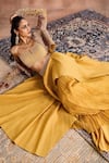 Buy Supria Munjal Yellow Tissue, Chanderi, Georgette Beads, Embroidered Cropped Jacket Lehenga Set Online at Aza Fashions Buy_Supria Munjal_Yellow Tissue, Chanderi, Georgette Beads, Embroidered Cropped Jacket Lehenga Set _Online_at_Aza_Fashions