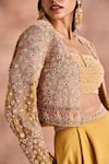Supria Munjal Yellow Tissue, Chanderi, Georgette Beads, Embroidered Cropped Jacket Lehenga Set at Aza Fashions Supria Munjal_Yellow Tissue, Chanderi, Georgette Beads, Embroidered Cropped Jacket Lehenga Set _at_Aza_Fashions