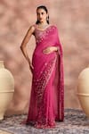 Buy Supria Munjal Magenta Georgette Sequins, Stones, Beads Embellished Sheer Saree With Blouse at Aza Fashions Buy_Supria Munjal_Magenta Georgette Sequins, Stones, Beads Embellished Sheer Saree With Blouse _at_Aza_Fashions