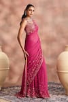 Buy Supria Munjal Magenta Georgette Sequins, Stones, Beads Embellished Sheer Saree With Blouse Online at Aza Fashions Buy_Supria Munjal_Magenta Georgette Sequins, Stones, Beads Embellished Sheer Saree With Blouse _Online_at_Aza_Fashions