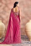 Shop Supria Munjal Magenta Georgette Sequins, Stones, Beads Embellished Sheer Saree With Blouse at Aza Fashions Shop_Supria Munjal_Magenta Georgette Sequins, Stones, Beads Embellished Sheer Saree With Blouse _at_Aza_Fashions