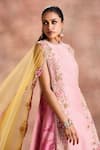 Supria Munjal Pink Chanderi Silk Embroidery, Sequins, Zari Floral Straight Kurta Palazzo Set Online at Aza Fashions Supria Munjal_Pink Chanderi Silk Embroidery, Sequins, Zari Floral Straight Kurta Palazzo Set _Online_at_Aza_Fashions