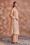 Buy_Supria Munjal_Beige Chanderi , Organza Embroidery, Stones, Sequins Tonal Kurta Set _Online_at_Aza_Fashions