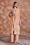 Shop_Supria Munjal_Beige Chanderi , Organza Embroidery, Stones, Sequins Tonal Kurta Set _Online_at_Aza_Fashions