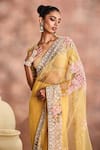 Shop_Supria Munjal_Gold Tulle Embroidery, Beads, Pearls, Stones, Sequins Poem Saree With Blouse _Online_at_Aza_Fashions