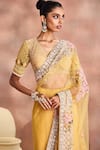 Buy_Supria Munjal_Gold Tulle Embroidery, Beads, Pearls, Stones, Sequins Poem Saree With Blouse 