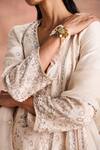 Buy_Supria Munjal_White Chanderi Silk Embroidery, Beads, Sequins V-neck Floral Kurta Set _Online_at_Aza_Fashions