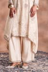 Shop_Supria Munjal_White Chanderi Silk Embroidery, Beads, Sequins V-neck Floral Kurta Set _Online_at_Aza_Fashions