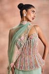 Shop_Supria Munjal_Green Silk Organza Beads, Sequins, Embroidery, Pastel Corset Lehenga Set _Online_at_Aza_Fashions