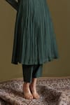 Chokhi Chorri_Green Cotton, Chanderi Zari, Embroidery, Sequins Keyhole Gathered Kurta Pant Set _Online_at_Aza_Fashions