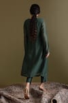 Shop_Chokhi Chorri_Green Cotton, Chanderi Zari, Embroidery, Sequins Keyhole Gathered Kurta Pant Set _at_Aza_Fashions
