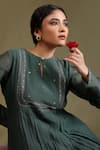 Buy_Chokhi Chorri_Green Cotton, Chanderi Zari, Embroidery, Sequins Keyhole Gathered Kurta Pant Set _Online_at_Aza_Fashions