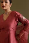 Chokhi Chorri_Pink Dupion, , Organza Embroidery, Tassels Aurira A-line Kurta Set _Online_at_Aza_Fashions