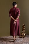 Shop_Chokhi Chorri_Magenta Silk Embroidery, Stones Collared Tanira Handwove Shirt Dress _at_Aza_Fashions