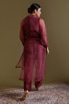 Shop_Chokhi Chorri_Magenta Silk Organza, Chanderi Beads, Embroidery Aarini Sheer Jacket And Pant Set _at_Aza_Fashions