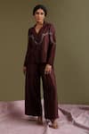 Buy_Chokhi Chorri_Brown Silk Embroidery Chakra Handwoven Jacket And Pant Set _at_Aza_Fashions