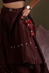 Chokhi Chorri_Brown Chanderi , Organza Studs, Embroidery, Dhwani Lehenga Set _Online_at_Aza_Fashions