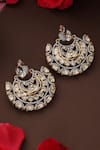 Shop_Swabhimann_Silver Plated Stones, Beads Polki Embellished Chandbali Earrings _at_Aza_Fashions