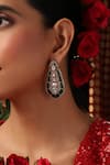 Swabhimann_Emerald Green Crystals, Rhinestones, Stones Polki Embellished Earrings _Online_at_Aza_Fashions