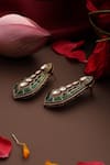Shop_Swabhimann_Emerald Green Crystals, Rhinestones, Stones Polki Embellished Earrings _Online_at_Aza_Fashions