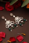 Shop_Swabhimann_Green Pearls, Beads, Stones Polki Embellished Drop Dangler Earrings _at_Aza_Fashions