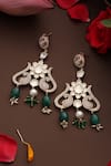Swabhimann_Green Pearls, Beads, Stones Polki Embellished Drop Dangler Earrings _Online_at_Aza_Fashions
