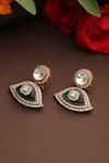 Shop_Swabhimann_Green Stones, Crystals Polki Drop Dangler Earrings _at_Aza_Fashions