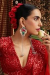 Shop_Swabhimann_Multi Color Gemstones, Beads Tassel Drop Earrings _Online_at_Aza_Fashions