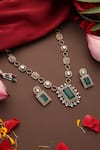 Shop_Swabhimann_Multi Color Stones, Pearls Emerald Green Polki Pendant Necklace Set _at_Aza_Fashions