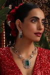 Shop_Swabhimann_Multi Color Stones, Pearls Emerald Green Polki Pendant Necklace Set _Online_at_Aza_Fashions