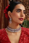 Buy_Swabhimann_Multi Color Stones, Beads, Rhinestones Polki And Zirconia Choker Necklace Set _at_Aza_Fashions
