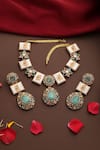 Shop_Swabhimann_Gold Plated Stones, Beads Polki Motif Embellished Necklace Set _at_Aza_Fashions