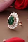 Swabhimann_Green Stones, Gemstones, Crystals Polki Embellished Adjustable Ring _Online_at_Aza_Fashions