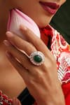 Buy_Swabhimann_Green Stones, Gemstones, Crystals Polki Embellished Adjustable Ring _at_Aza_Fashions