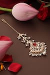 Swabhimann_Red Polki Embellished Drop Maangtikka _Online_at_Aza_Fashions