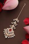 Shop_Swabhimann_Red Polki Embellished Drop Maangtikka _at_Aza_Fashions