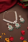 Shop_Swabhimann_Green Beads, Stones Polki And Drop Embellished Necklace Set _at_Aza_Fashions