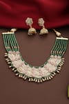 Swabhimann_Green Beads, Stones, Pearls Polki Layered Necklace Set _Online_at_Aza_Fashions