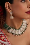 Buy_Swabhimann_Green Beads, Stones, Pearls Polki Layered Necklace Set _Online_at_Aza_Fashions