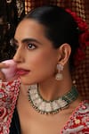 Shop_Swabhimann_Green Beads, Stones, Pearls Polki Layered Necklace Set _Online_at_Aza_Fashions