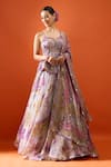 Buy_Mahima Mahajan_Purple Sequins, Stones, Embroidery, Zari Sweetheart Floral Print Lehenga Set _at_Aza_Fashions