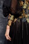 Shop_Samant Chauhan_Black Organza, Silk, Cotton Embroidery, Chains High Neck Cutout Gown _Online_at_Aza_Fashions